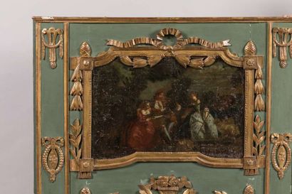 Trumeau of wood carved, lacquered and gilded,...