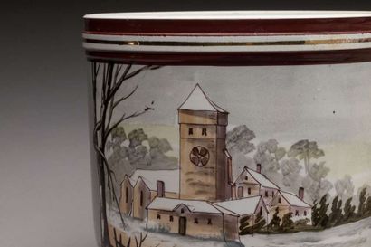 Pair of earthenware planters decorated with...
