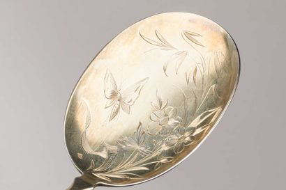 Twelve silver ice cream spoons and one serving...