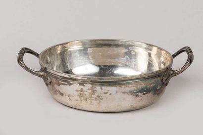 Small silver vegetable dish with two leafy...