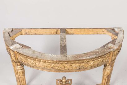 Half-moon console in carved and gilded wood,...