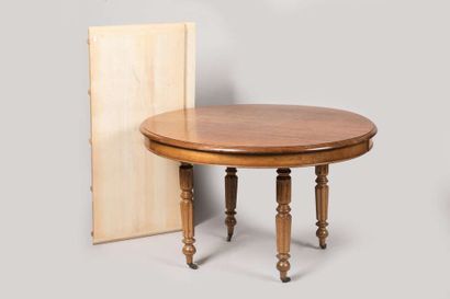 Oval table with headband resting on four...