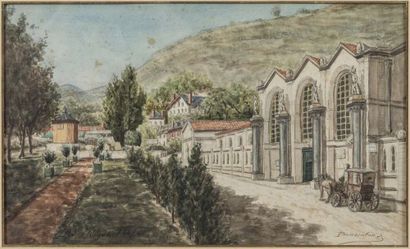 BOUSSATON
View of a mountain town and Royat,...