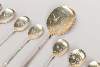 Twelve silver ice cream spoons and one serving...