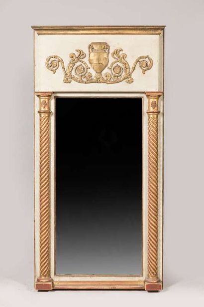Trumeau in lacquered and gilded wood with...