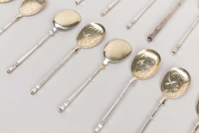 Twelve silver ice cream spoons and one serving...