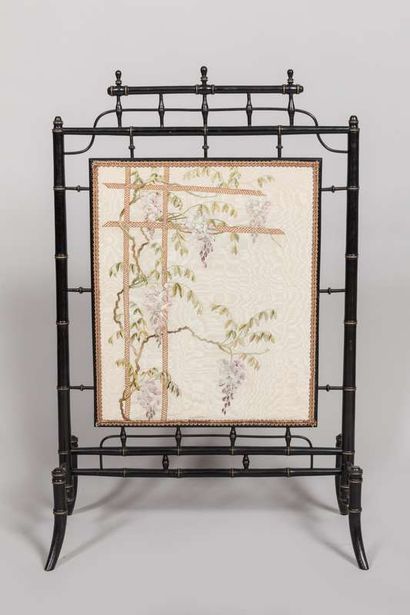 Fireplace screen in blackened wood imitating...