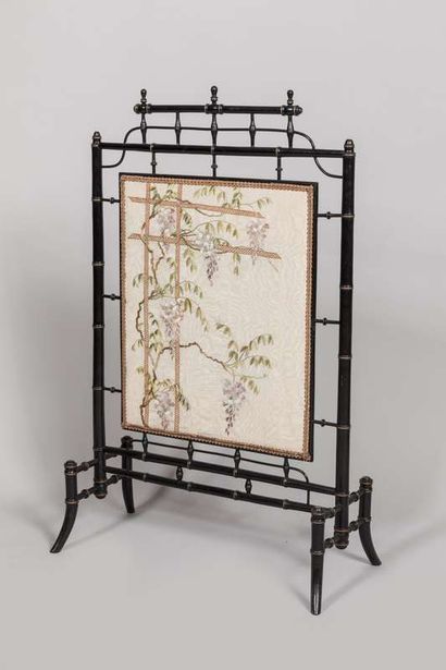 Fireplace screen in blackened wood imitating...