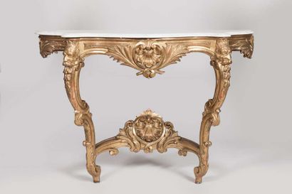 Console with carved and gilded wood front...