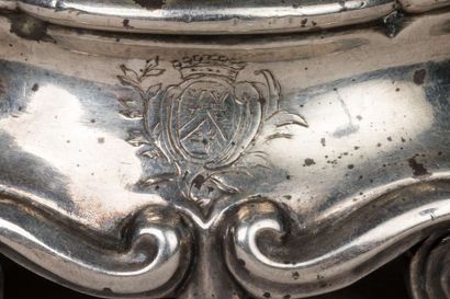 Pair of silver salad bowls decorated with...