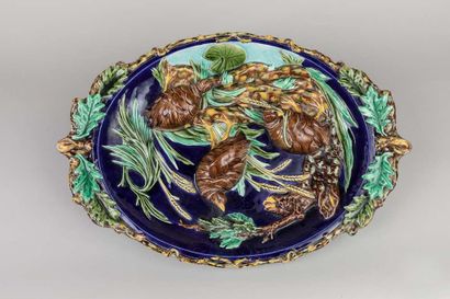 SARREGUEMINES: Large oval dish in polychrome...