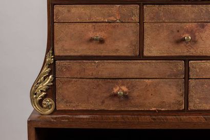 Cardboard end of desk in rosewood and rosewood...