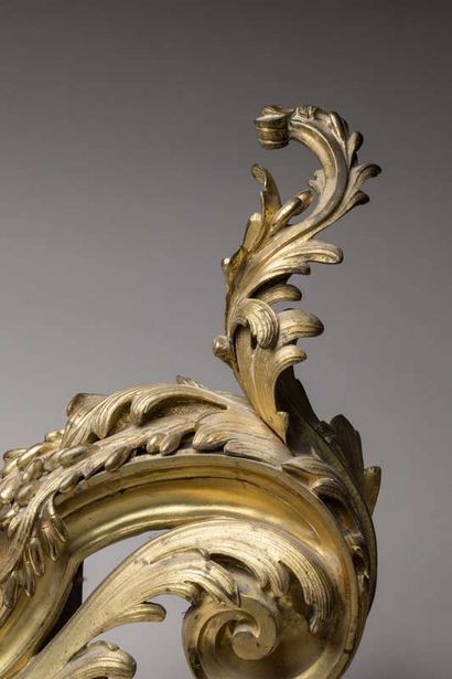 Important pair of chased and gilt bronze...