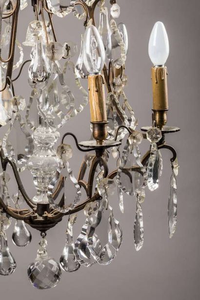 Cage chandelier, metal frame decorated with...