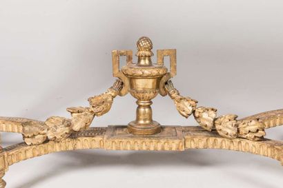 Half-moon console in carved and gilded wood,...