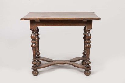 Natural wood writing table with turned baluster...