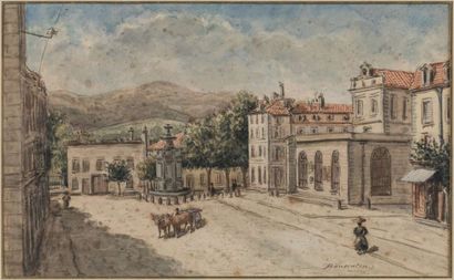 BOUSSATON
View of a mountain town and Royat,...
