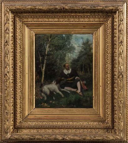PATROIS (?), 
Musketeer and his dog, 
Oil...