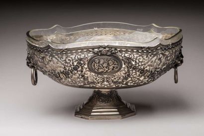 Antique silver foreign work, bowl on openwork...