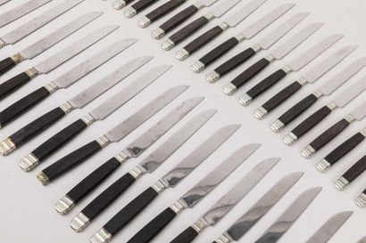 Sixteen knives with ebony handles, twenty...