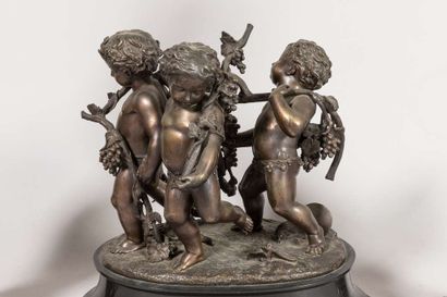 Marble and bronze mantel set decorated with...