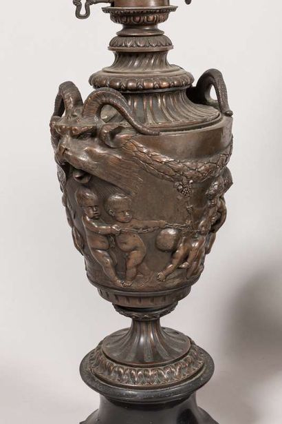 Marble and bronze mantel set decorated with...