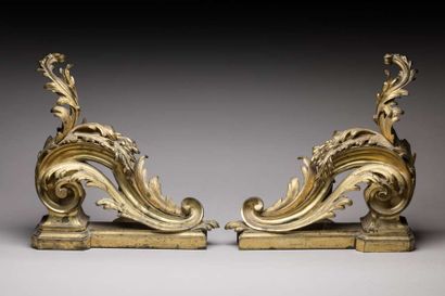 Important pair of chased and gilt bronze...