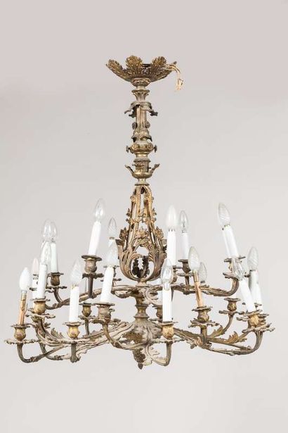 Bronze chandelier with 24 lights on two rows,...