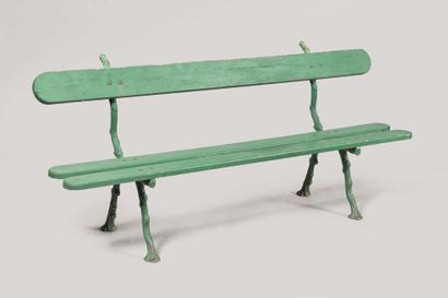 Pair of garden benches, the legs in cast...