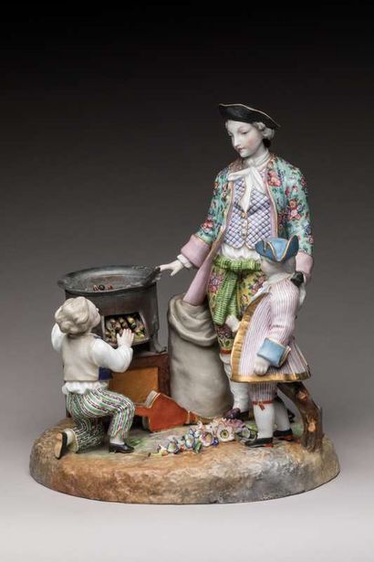 SAXE 
Polychrome porcelain group representing...