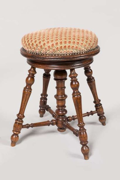 Mahogany piano stool with swivel seat and...