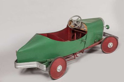 A pedal car in painted metal and repainted...