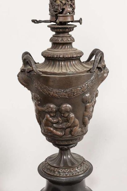 Marble and bronze mantel set decorated with...