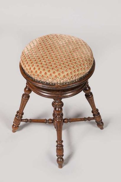 Mahogany piano stool with swivel seat and...