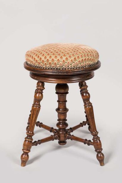 Mahogany piano stool with swivel seat and...