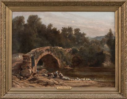 DELLIVRE Auguste
Landscape in the port, 
Oil...