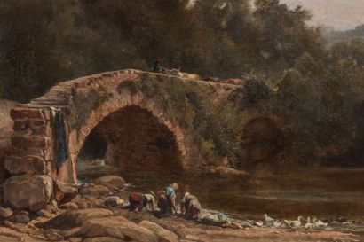 DELLIVRE Auguste
Landscape in the port, 
Oil...