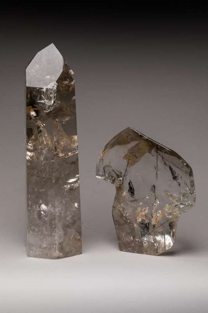 Two pieces of rock crystal or quartz,
H 37...