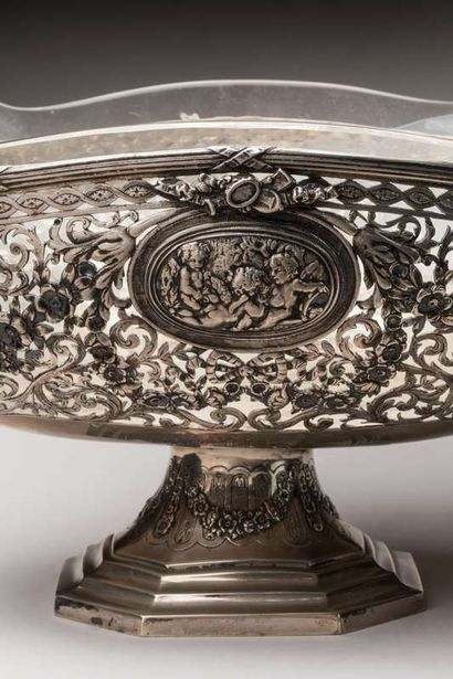 Antique silver foreign work, bowl on openwork...