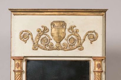 Trumeau in lacquered and gilded wood with...