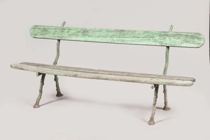 Pair of garden benches, the legs in cast...