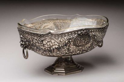 Antique silver foreign work, bowl on openwork...