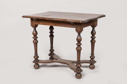 Natural wood writing table with turned baluster...