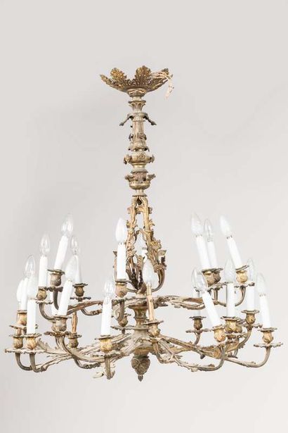 Bronze chandelier with 24 lights on two rows,...