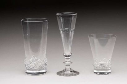 Set of ten cut crystal flutes (one damaged)
Part...