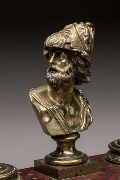 Marble and bronze inkwell 19th century
Height...