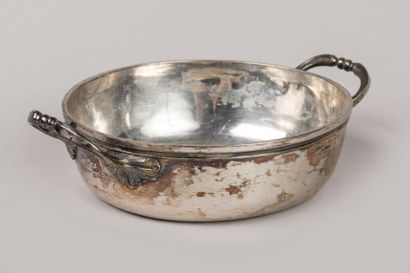 Small silver vegetable dish with two leafy...