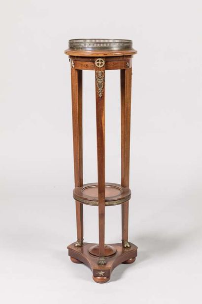 Mahogany saddle with gallery decoration and...