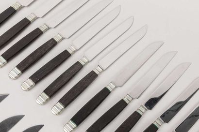 Sixteen knives with ebony handles, twenty...