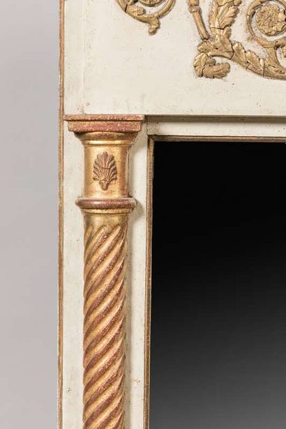 Trumeau in lacquered and gilded wood with...